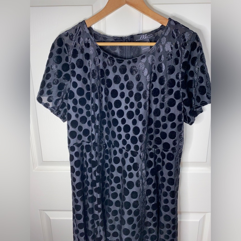 Midnight Velvet Polka Dot High-Low Dress | XL | Black | Chic Like New - Picture 7 of 7